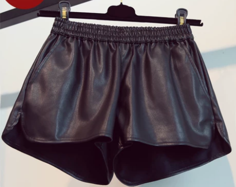 pu皮短裤女高腰2022新款韩版时尚宽松百...