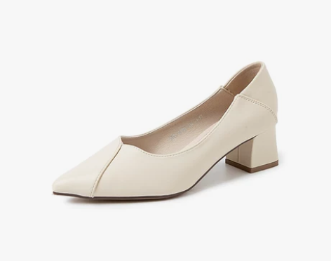 大东2022新款春季简约中跟粗跟尖头套脚纯...