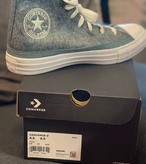 匡威 converse 淡蓝色毛粘面帆布鞋...