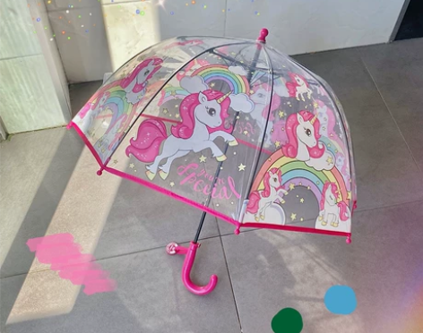【全新包邮】儿童可爱透明雨伞长柄小巧轻卡通...