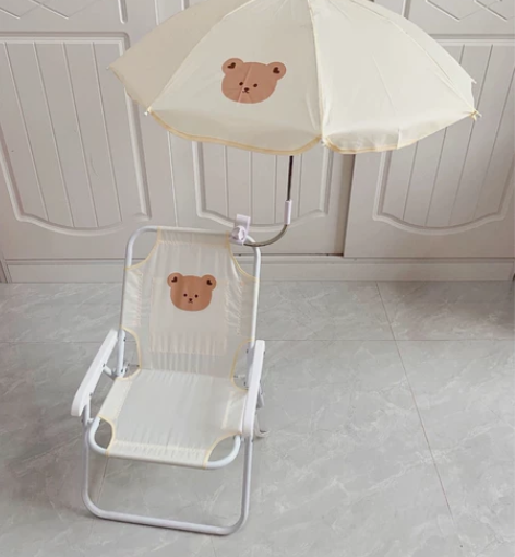 韩国ins儿童沙滩椅子户外便携折叠椅带遮阳...