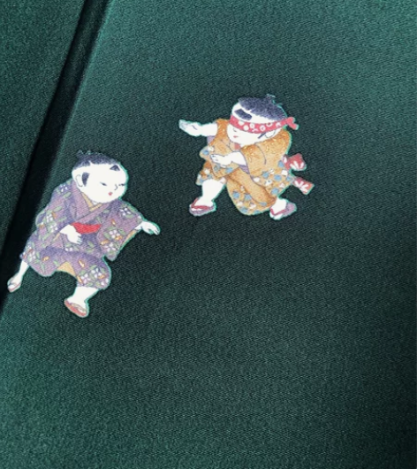 kiya喜屋墨绿童子小纹和服 材质：正绢哑...