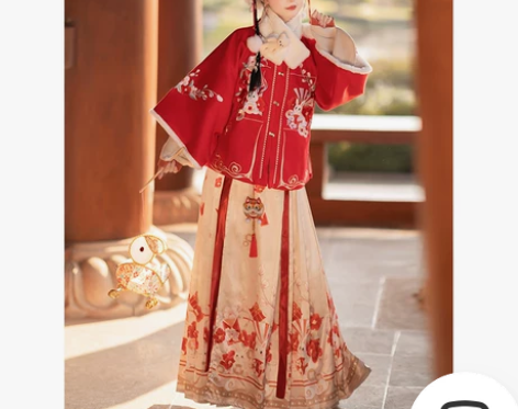 恋霜玉兔迎福汉服女装原创秋冬款马面裙古装明...