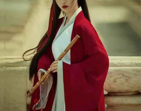 几乎全新,红色汉服女武侠古装中国风魏晋制南...