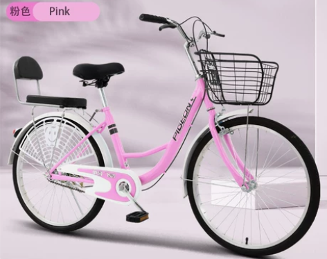 飞鸽自行车实心胎女式轻便成人24寸上班,接...