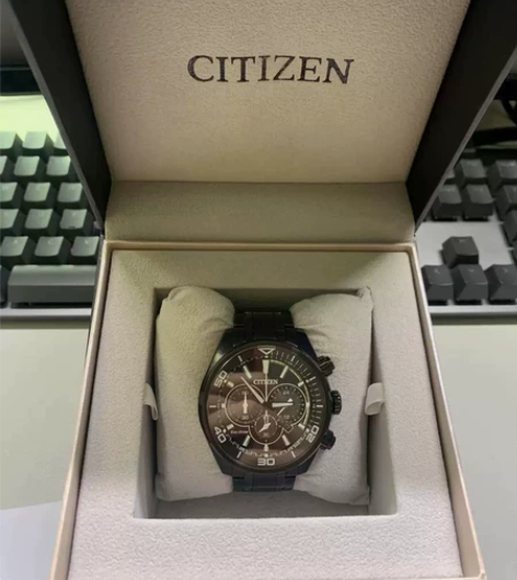 9.5新西铁城光动能三眼计时钢带男表 CA...