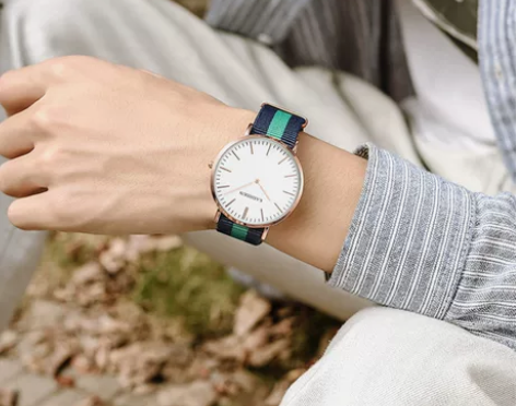 卡诗顿英伦风帆布手表男女石英表初高中学生防...