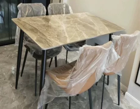 全新梵思美居岩板餐桌家用小户型饭桌椅组合现...