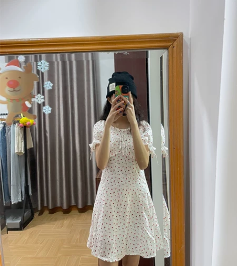 法式小香风复古碎花仙女裙/温柔风甜美A字连...