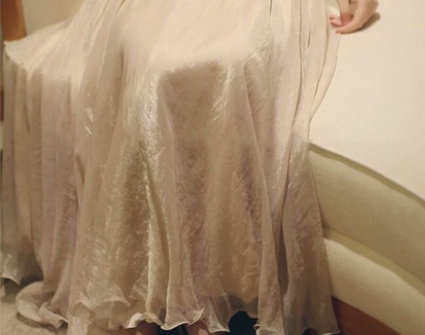 ?温柔金丝双层雪纺大摆裙 闪闪光泽仙女飘逸...