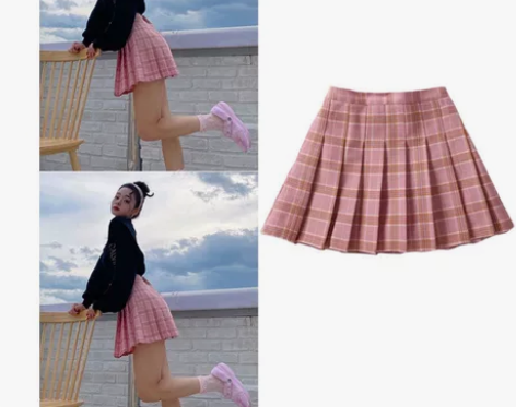 单身即地狱宋智雅同款衣服蜜桃少女粉格子百褶...