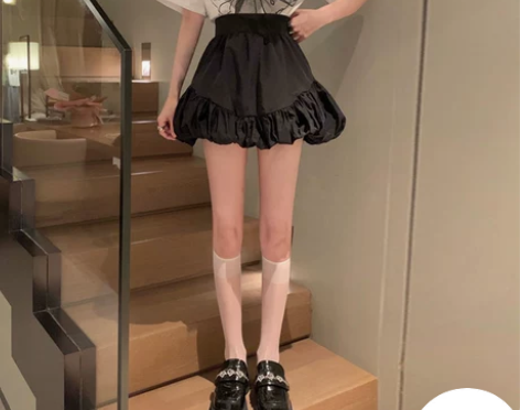 高腰花苞裙半身裙套装女夏季2021新款云朵...