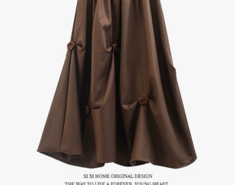 不规则立体花朵皱褶半身裙蓬蓬花苞裙中长款显...