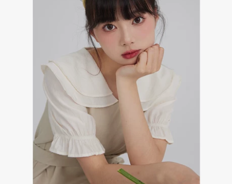 尔给裙子清纯甜美学院风小个子娃娃领连衣裙夏...