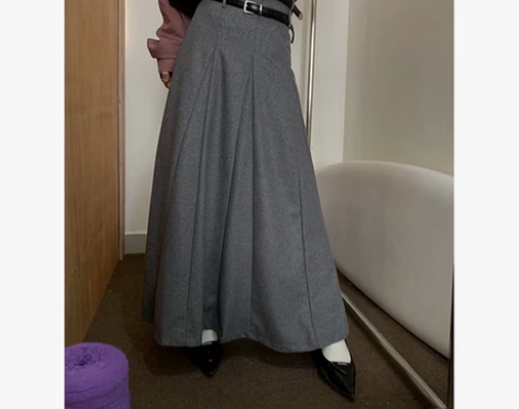 小仙倪子毛呢半身裙秋冬季2022新款长裙a...