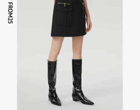 朗姿复古法式流行时尚高腰显瘦a字气质短款2...