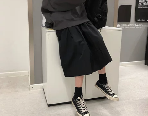 自制工装纯棉半身裙女日系复古文艺学生港风暗黑色中长款山本风裙...