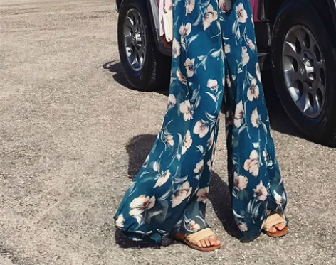 2017夏季女装新款高腰雪纺碎花裤子女阔腿...