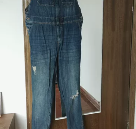 H##amp；amp；M牛仔丹宁背带裤破洞...