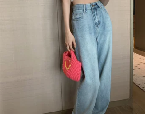 复古水洗牛仔裤女装秋季ins潮蓝色长裤高腰...