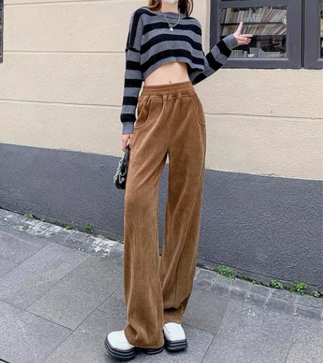 【博主寄拍】咖啡色高腰休闲裤女2022年秋...