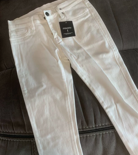 包邮全新MOUSSY摩西白色超薄超弹力透气...