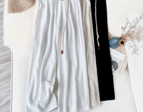 棉麻裤女宽松亚麻垂感直筒女裤夏薄新款文艺复...
