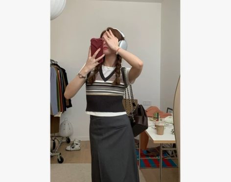 【现货】im向自制美式针织背心女夏秋短款小...