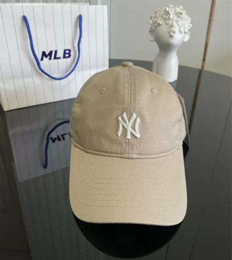 mlb帽子卡其色小标刺绣棒球帽男女同款韩版...