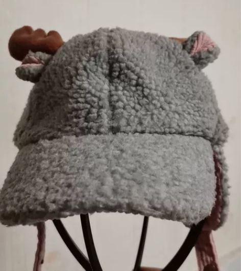 鹿角雷锋帽灰色适合1—4岁（47—51cm...