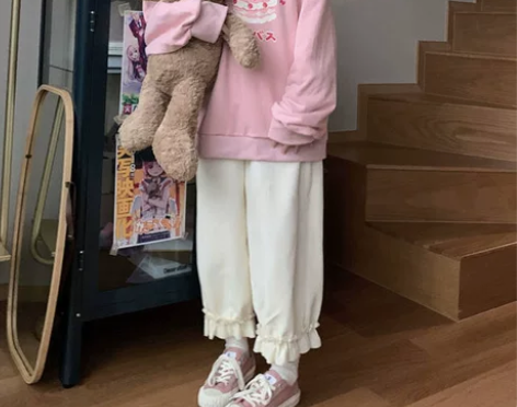 日系软妹直筒裤女加绒学生显瘦灯芯绒休闲裤学...