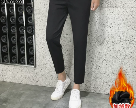 花花公子休闲裤男士青年修身小脚西裤冬季新款...