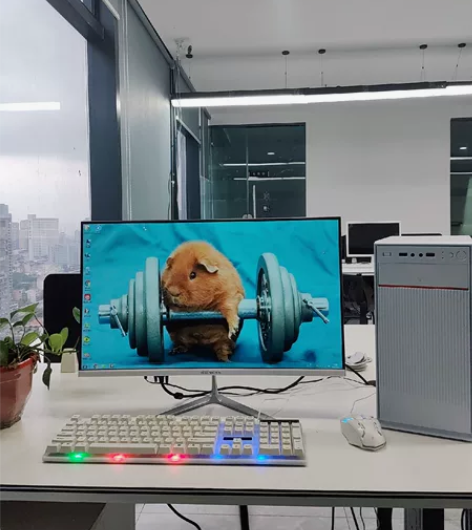 出自用台式办公电脑 台式电脑 办公桌椅 绿...