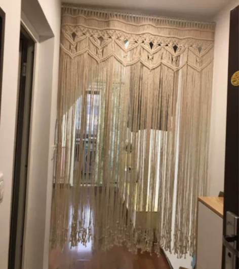 新款门帘挂毯波西米亚风格纯手工棉线编织帘子...