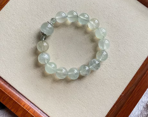 闲置水晶葡萄石共生手串海绿宝 大珠珠：海绿...