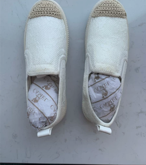 camel骆驼平底鞋白色蕾丝渔夫鞋 36码...