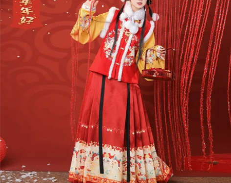 裳云兮新年战衣《福虎呈祥》明制汉服女拜年加...