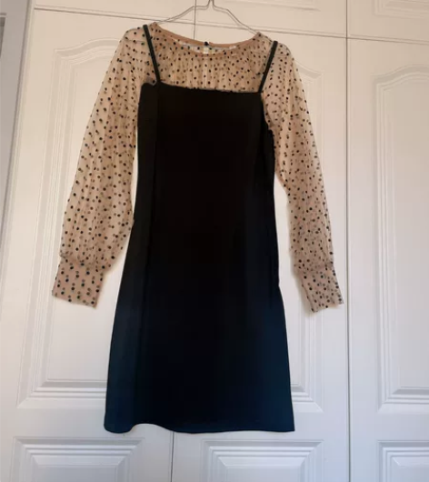 仙女裙维多利亚复古法式裙假两件套灯笼袖裙小...