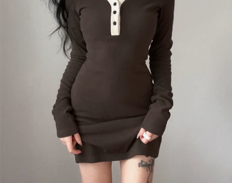 ?L码包臀裙棕色 梨形微胖可有点厚度的仅试...