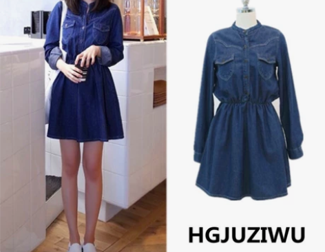 牛仔裙:颜色分类蓝色,尺码L,胸围50,肩...