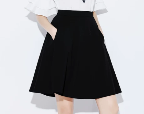 夏季黑色大摆伞裙显瘦中裙蓬蓬裙半裙a字裙百...