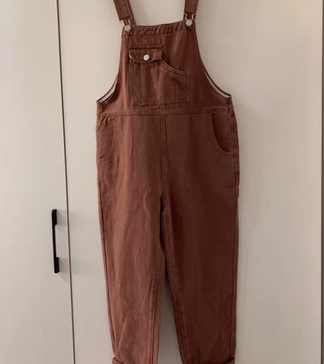 全新咖色复古背带牛仔裤 新旧程度：全新无吊...