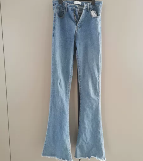 牛仔裤女深蓝色阔腿喇叭长裤 2022秋季新...