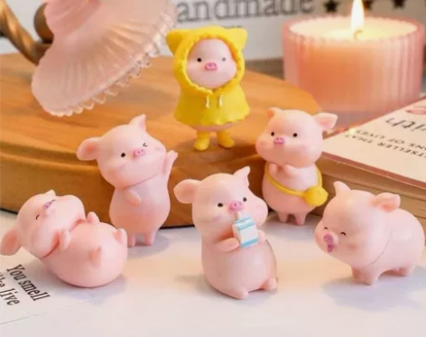 【一套6只】可爱卡通小猪工艺品微景观装饰品...