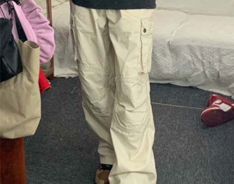 不要再熬夜了 新款复古多口袋工装裤over...