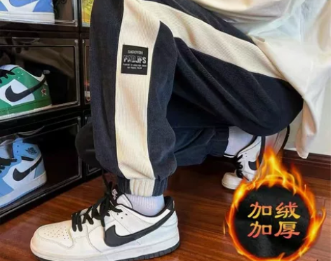 【25.5包邮】运动灯芯绒男秋冬季束脚裤加...