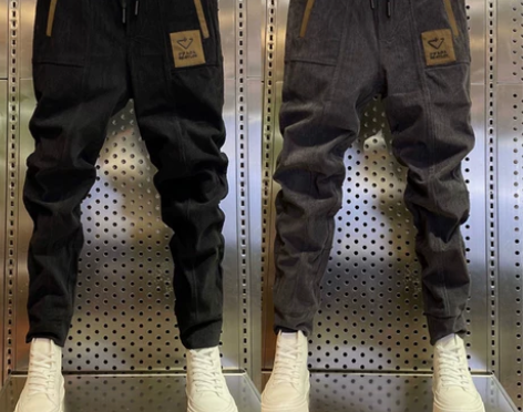 2022男士冬季新款灯芯绒休闲裤百搭痞帅束...