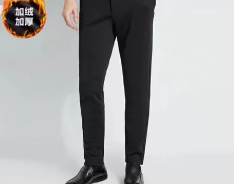 冬季新款男士加绒加厚保暖休闲裤 商务休闲藏...