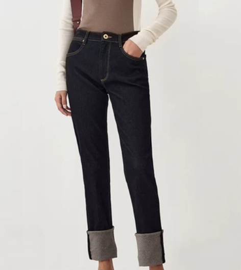 Edition 磨毛牛仔裤女冬新款设计感小...