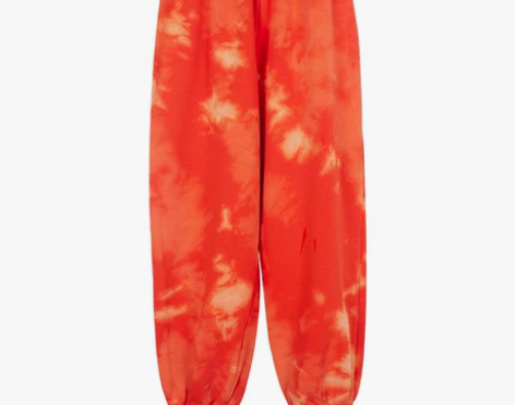 VintageTang美式复古橘红色扎染休...